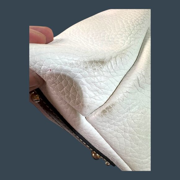 Dooney & Bourke Textured Leather Satchel White Handbag Top Handle Crossbody READ - Picture 11 of 15